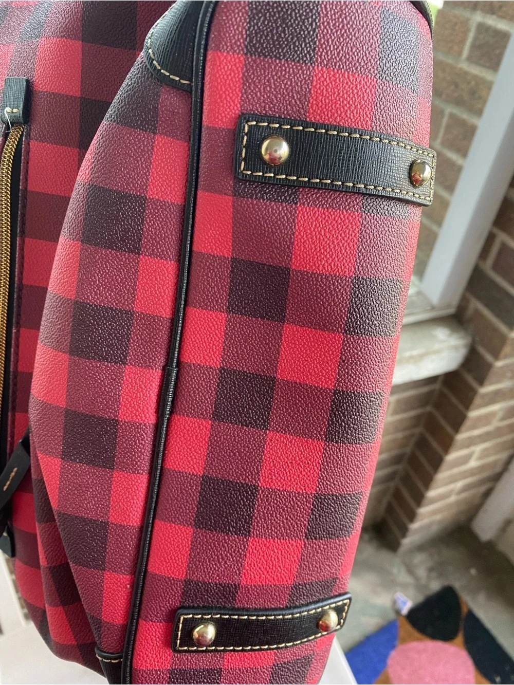 Dooney & Bourke Pink and Black Buffalo Check Tote with Matching Wallet
